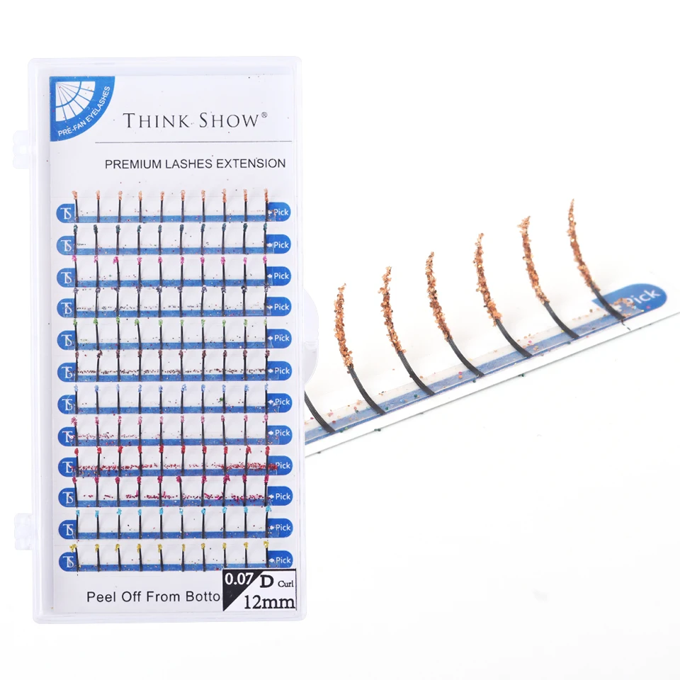 THINKSHOW Glitter Individual Eyelash Extension Color Cilias Mix Rainbow Colors Eyelashes Cosplay Party Lash Makeup Tool