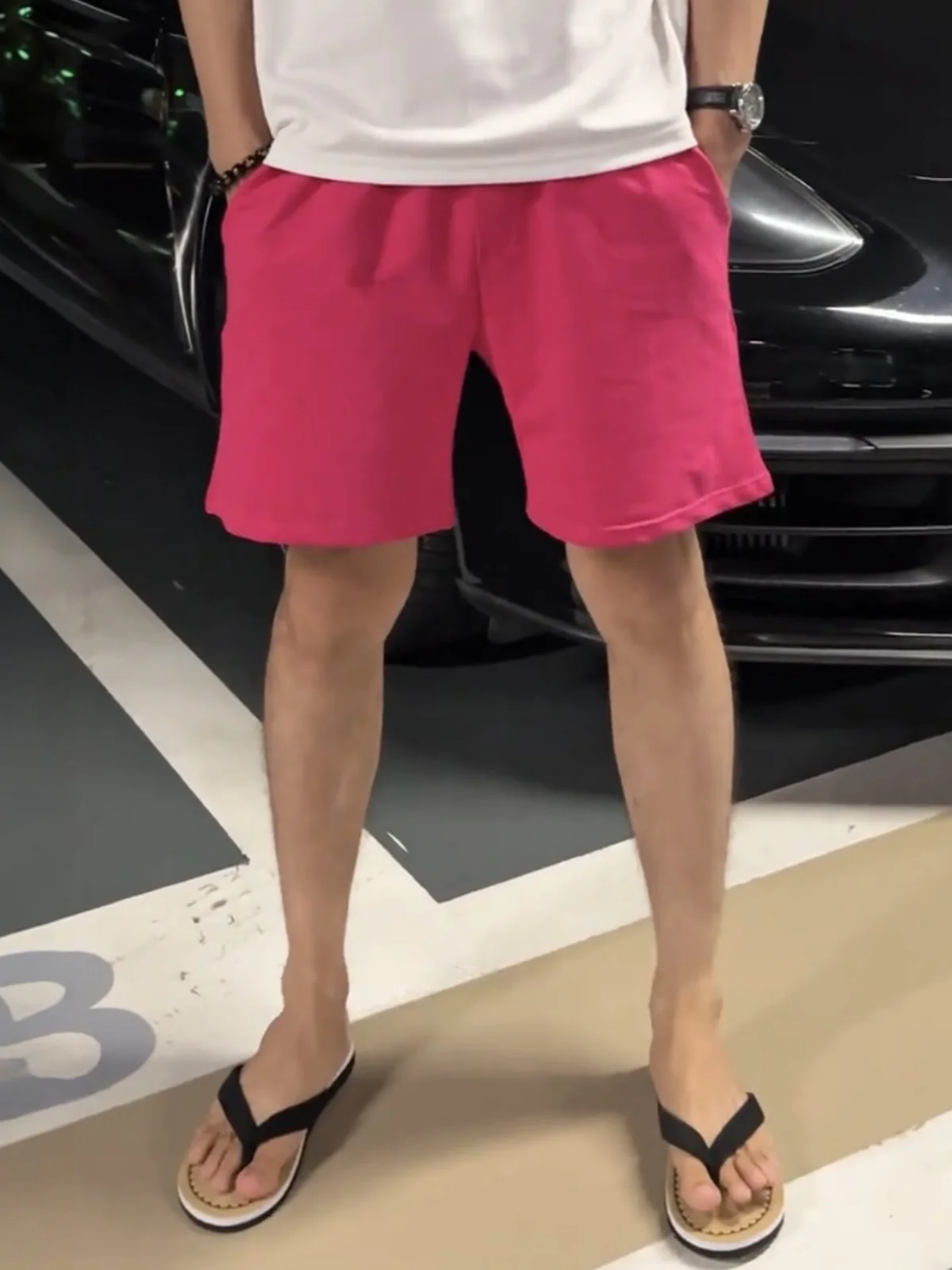 Summer Men's Candy Color Cotton Feel Skin-friendly Elastic Shorts Outdoor Casual Loose Breathable Beach Pants for Couples