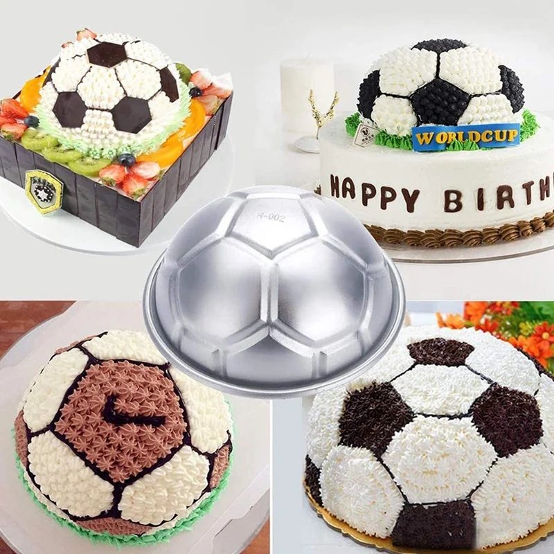 6 Pcs Mini Soccer Ball Cake Pan,Aluminum Cupcake Baking Pans,Half Sphere Shape Chocolate Pudding Tiny Mold Decorating