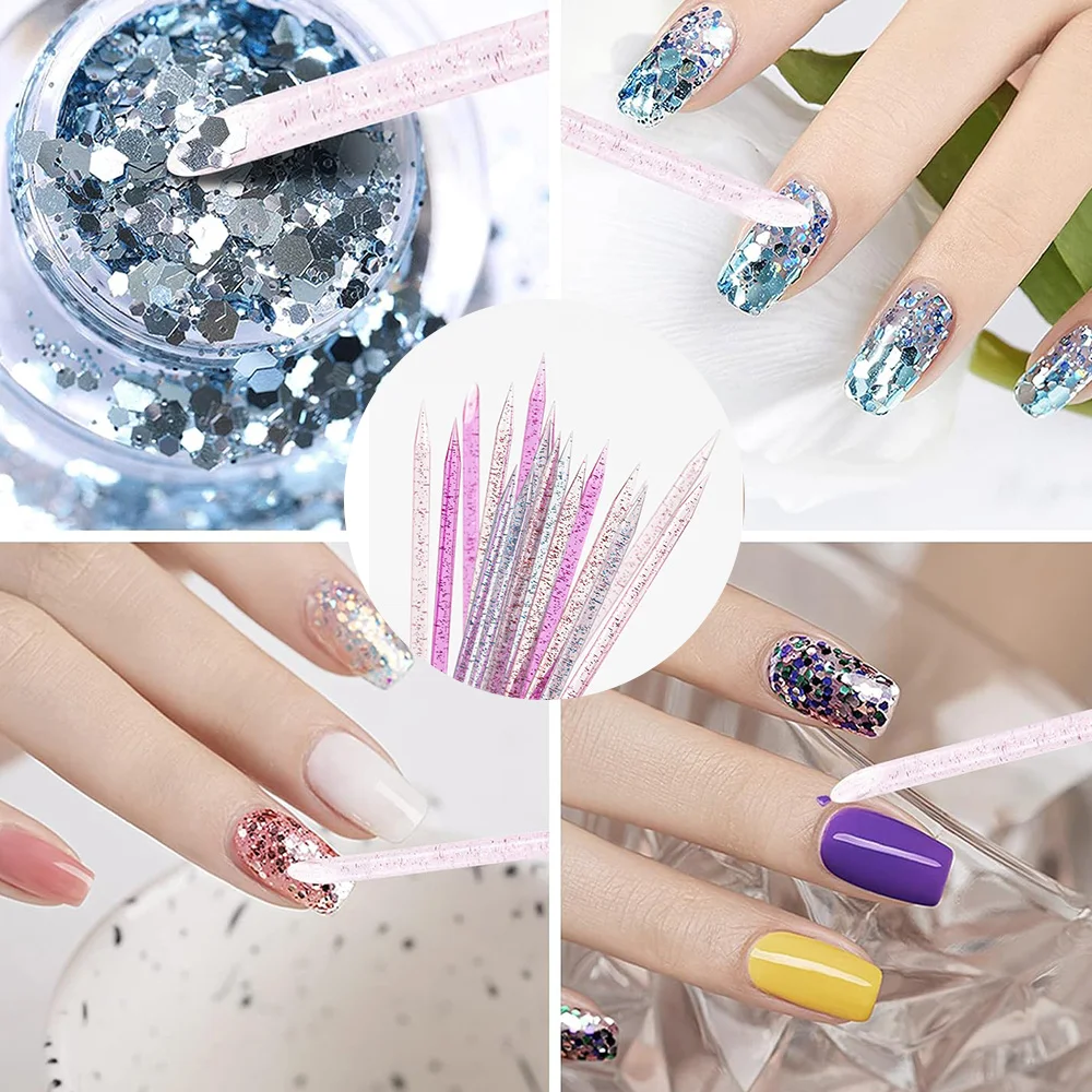 100/200 個使い捨てネイルスティックキューティクルプッシャークリスタル両面クリーニングキューティクルスティックマニキュアとペディキュアツール用