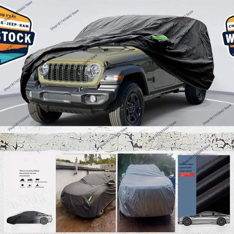 

Автомобильный чехол, водонепроницаемый, всепогодный, защита от дождя, полный внешний чехол для Jeep Wrangler 4DR 190T со светоотражающими полосками