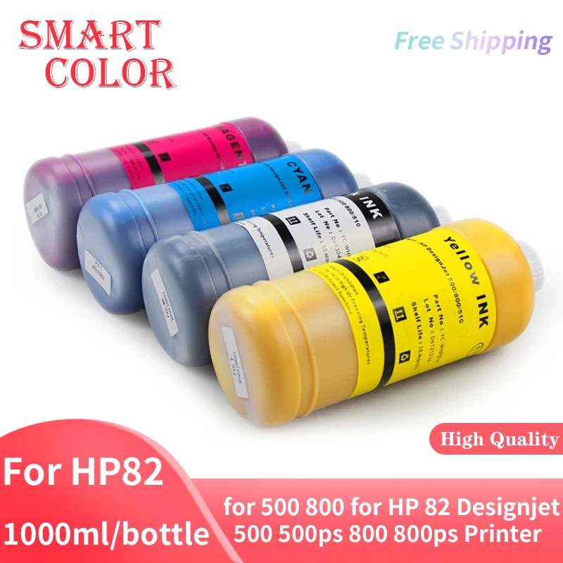 Botella de tinta pigmentada HP82, 4 colores para impresora HP 82, HP Designjet 1000, 500ps, 500, 800ps, 800 ml, 1000ML, ml