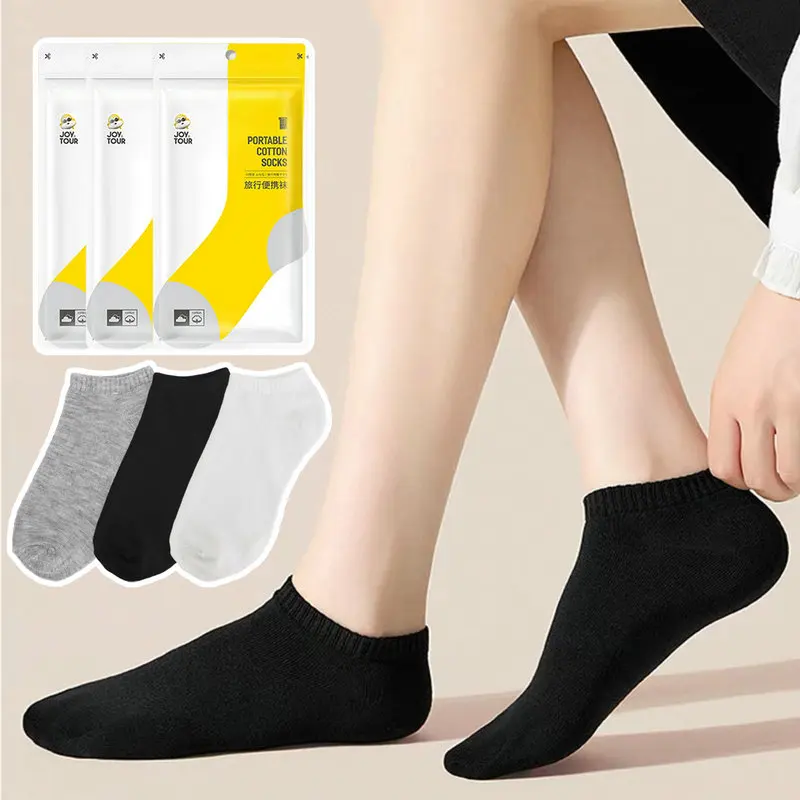 Calcetines desechables para hombres y mujeres, calcetines finos de viaje, tubo medio que absorben el sudor, transpirables, al aire libre, calcetines de tubo corto para todas las estaciones