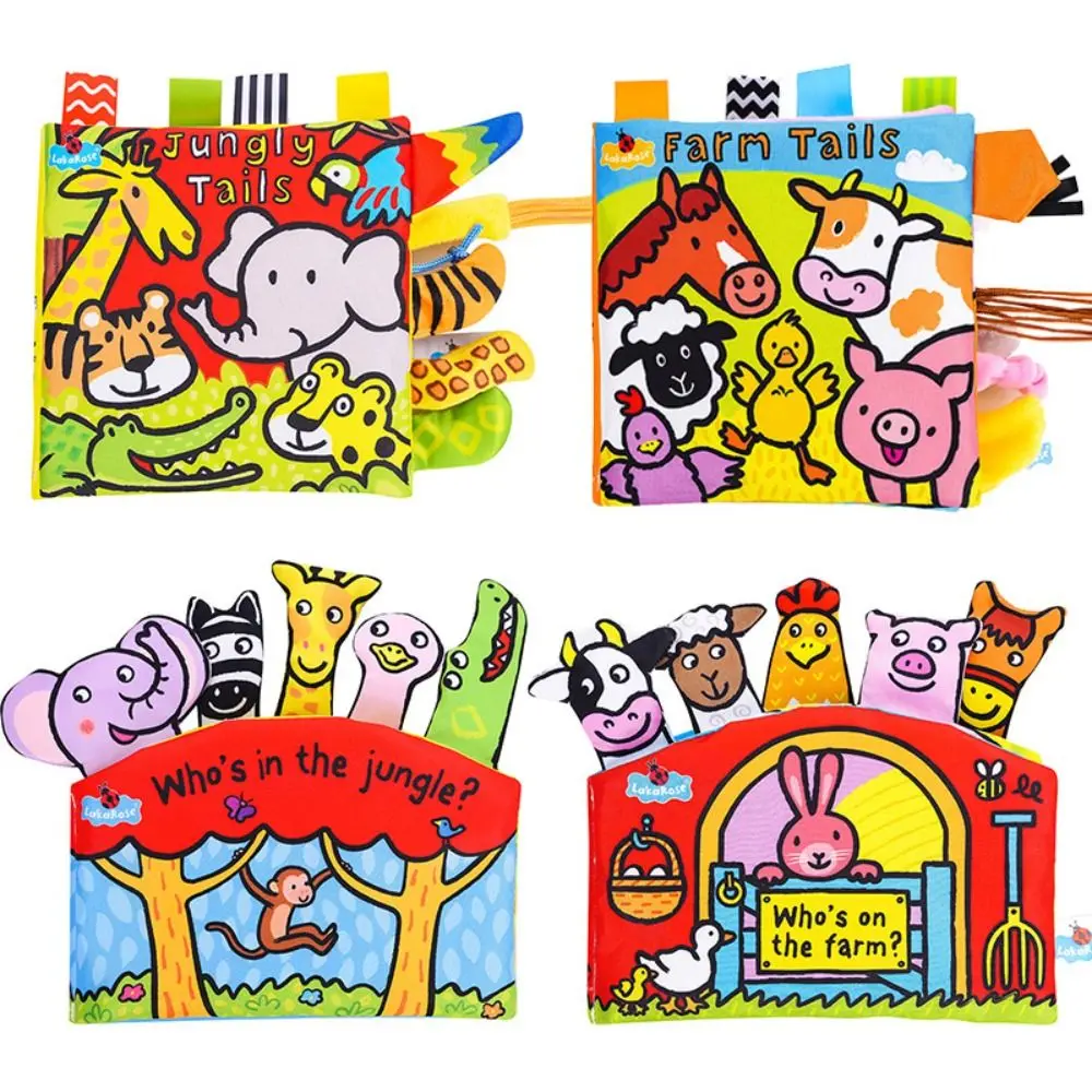 Fun Cloth Baby Cloth Book Toys Tearproof with Tail Series 3D Baby Cloth Book Soft Washable Kids Crinkle Book Kids Gifts