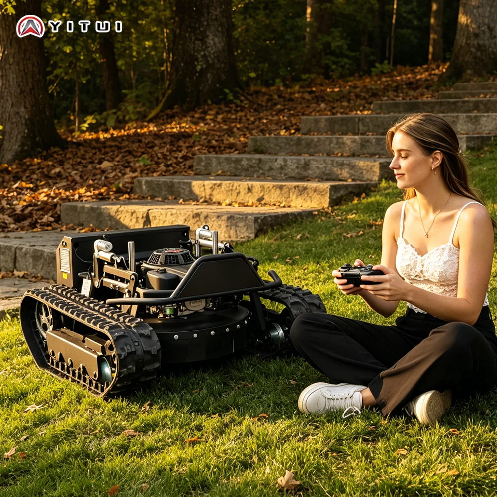 

Customized Wireless Remote Control Lawn Mower Rechargeable Robot Mower For Home Garden Park Heavy Grass Cutting High Power