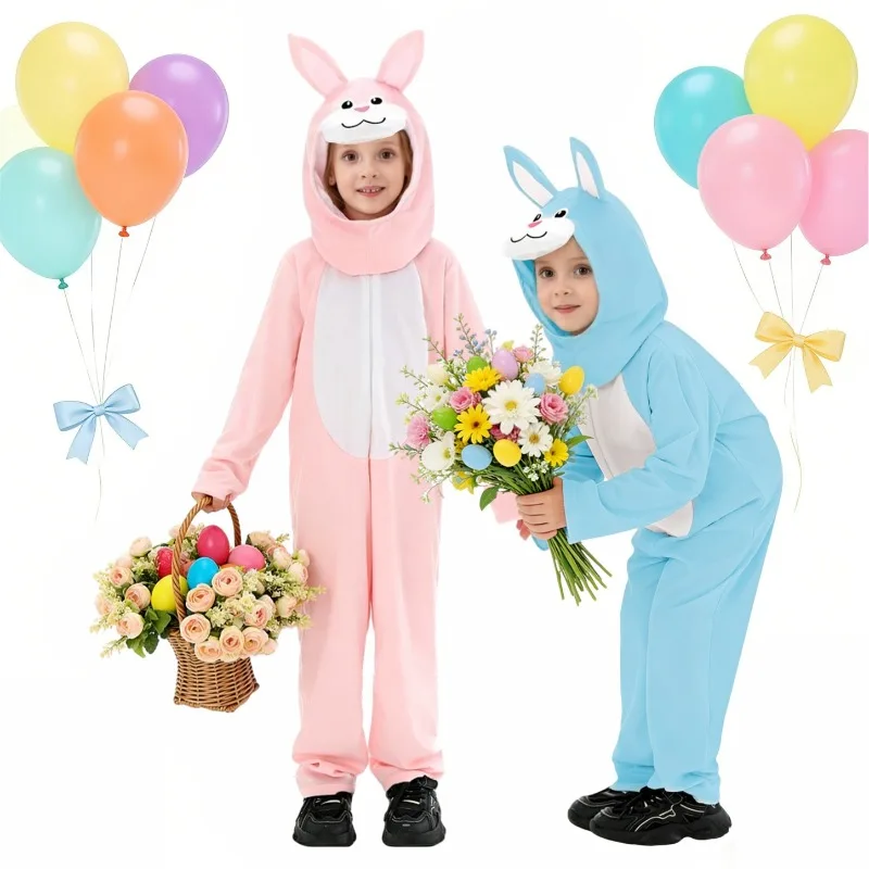 

Easter Rabbit Cosplay Costume Pink Blue Cute Bunny Jumpsuit Suit for Boys Girls Book Week Halloween Carnival Party Dress Up