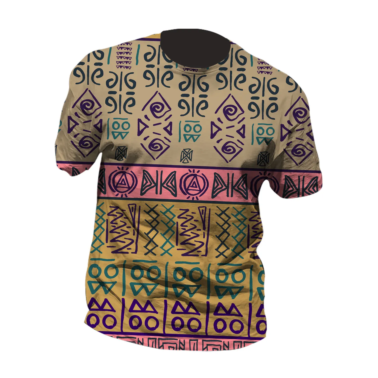 Summer Ethnic Style Mysterious Symbols Fashion Psychedelic Men's T-shirt 3D Printed Unisex Short Sleeve Street Trend Clothing