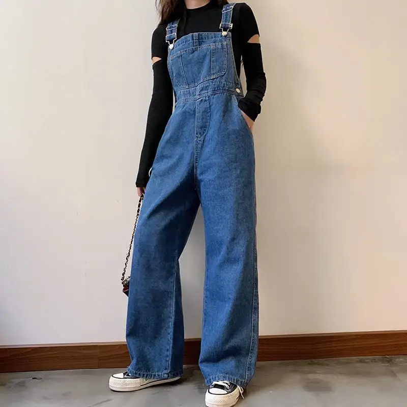 

Design sense niche Workwear Denim Overalls Women 2025 New Spring Autumn High waisted Loose Wide leg Jumpsuit Female Casual Jeans