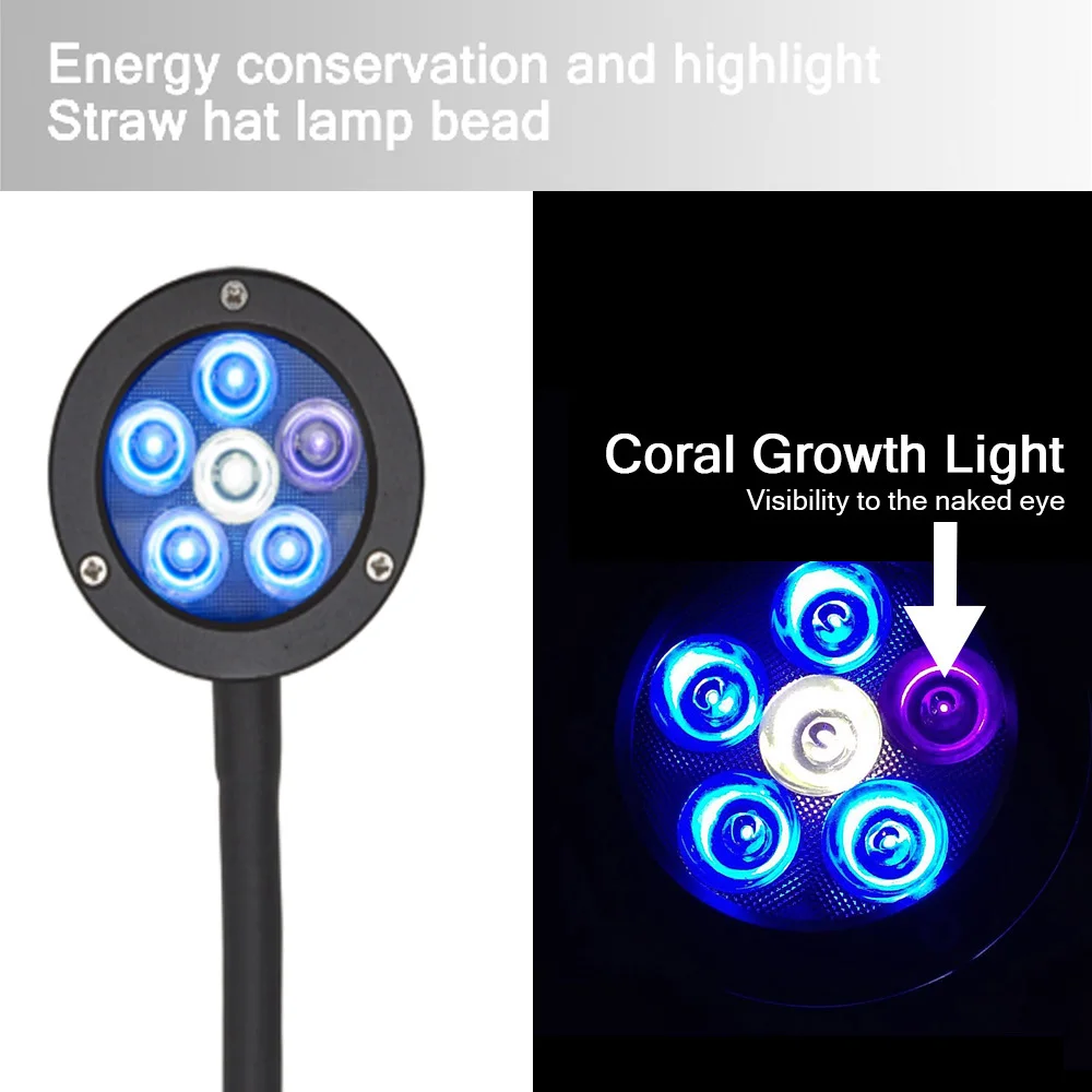 For Clip on 6X3W saltwater AC100-240V LED Full Spectrum Aquarium Tank Light For Marine Corals Reef Aquarium tank 8/10/12H timmer