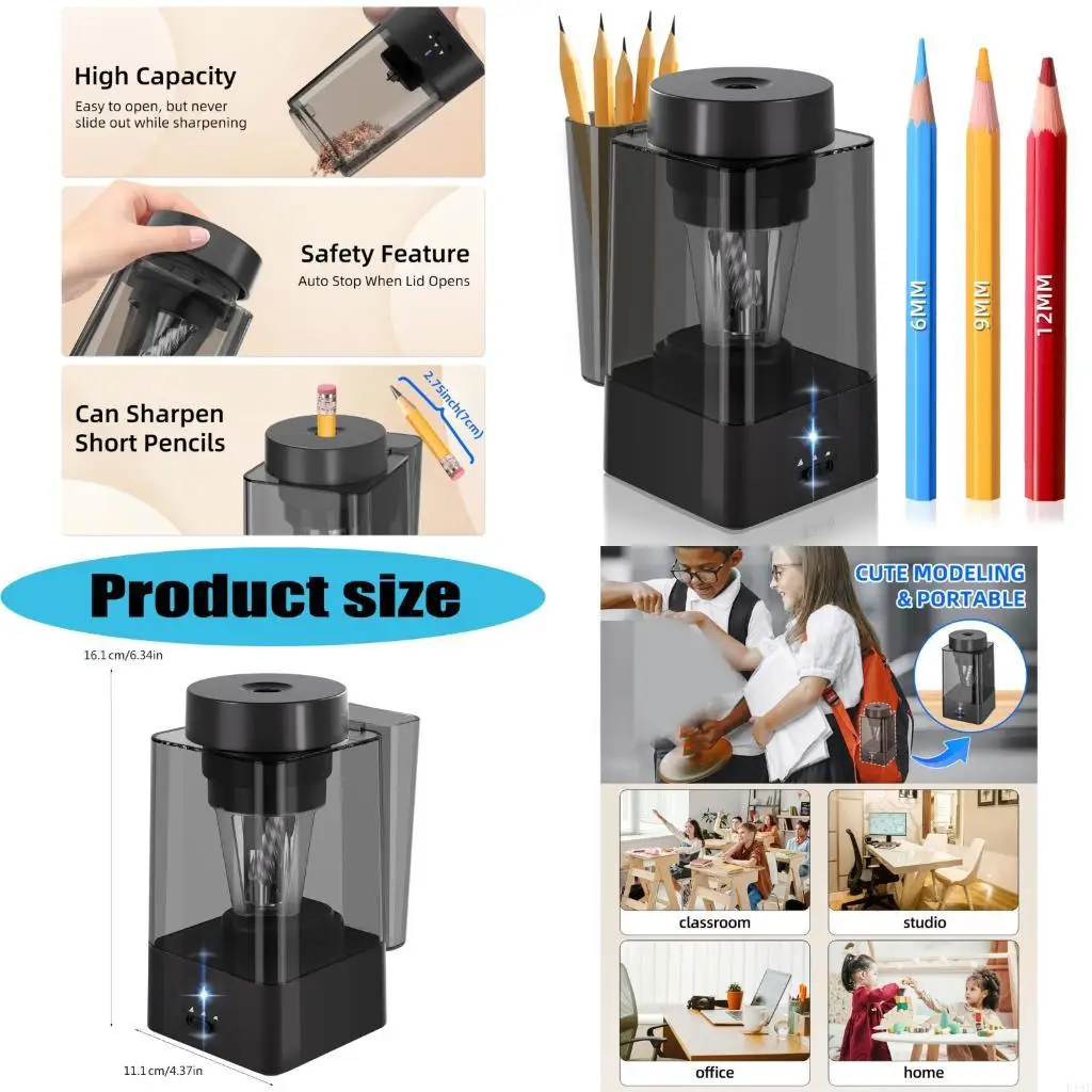 Multi Size Pencil Sharpener Rechargeable for Round Pencils F19E