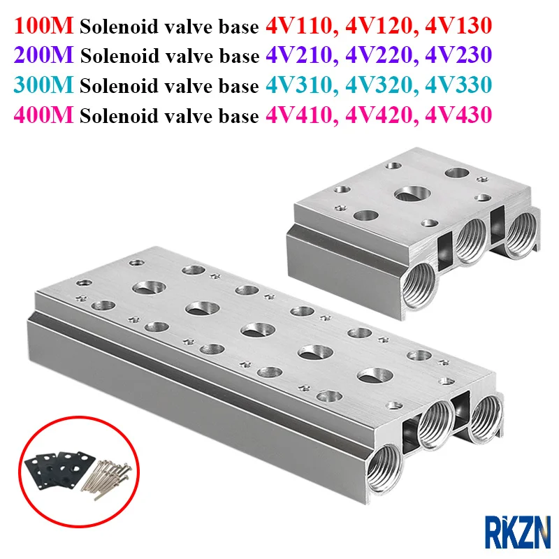 Manifold 100M 200M 300M 400M For 4V110 4V210 4V310 Pneumatic Solenoid Valves Air Exhaust Plate Base Manifold With Accessories
