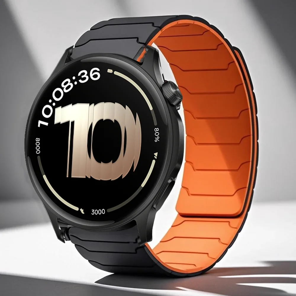 Pulseira Magnética de Silicone de 22mm para Relógio OnePlus Lite, Correia para Relógio Oneplus 3 46mm 2 2R/OPPO Watch X X2/4Pro