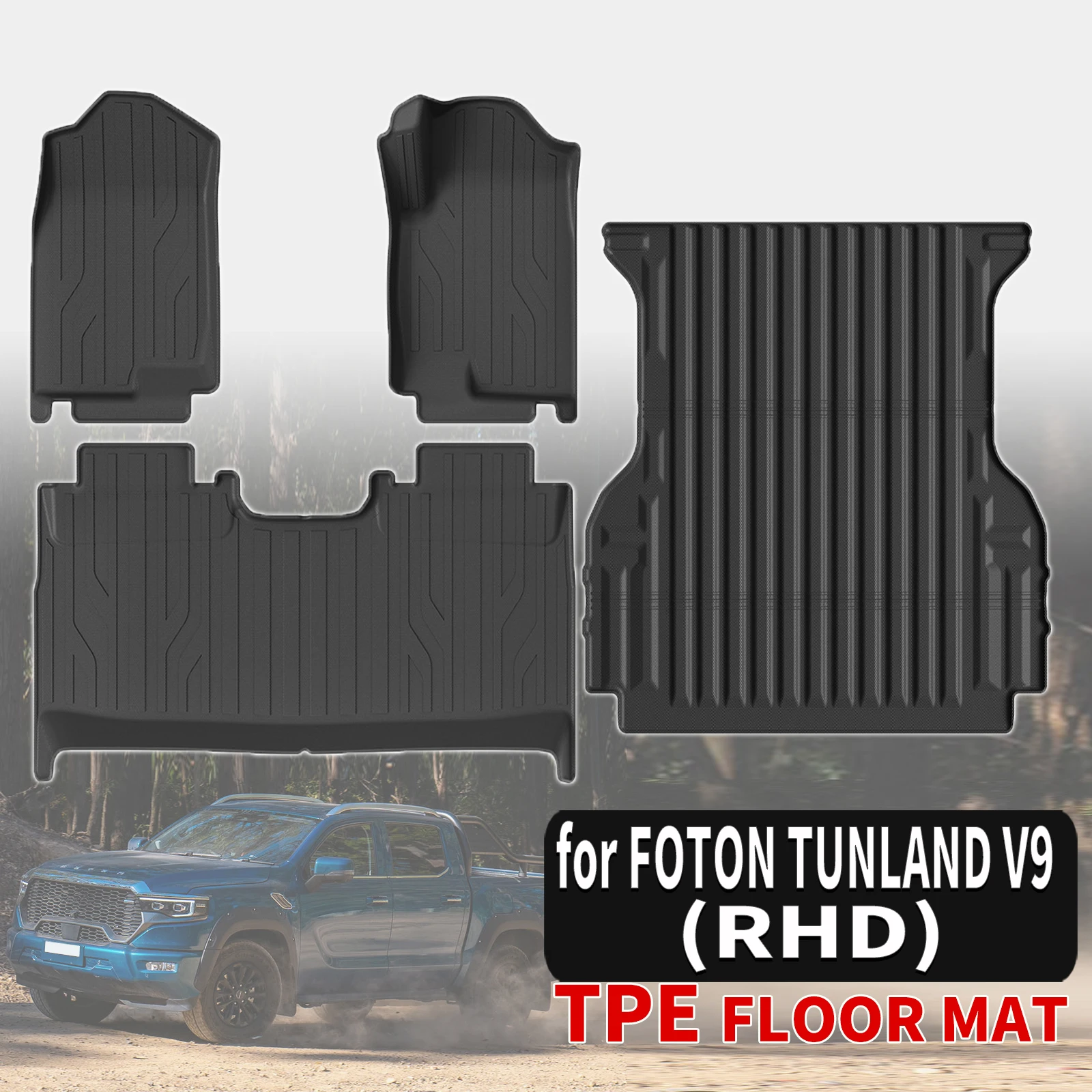 

for FOTON TUNLAND V9 Custom TPE Mats Full Set Eco-Friendly Waterproof All-Weather Floor Liners Accessories