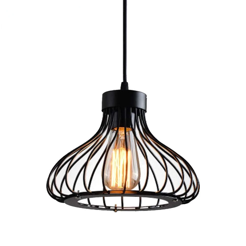 Luz pingente de metal industrial retro, lâmpada do teto da gaiola do vintage, para a barra, sala de jantar, estudo, cozinha, quarto, 220v/e27 base