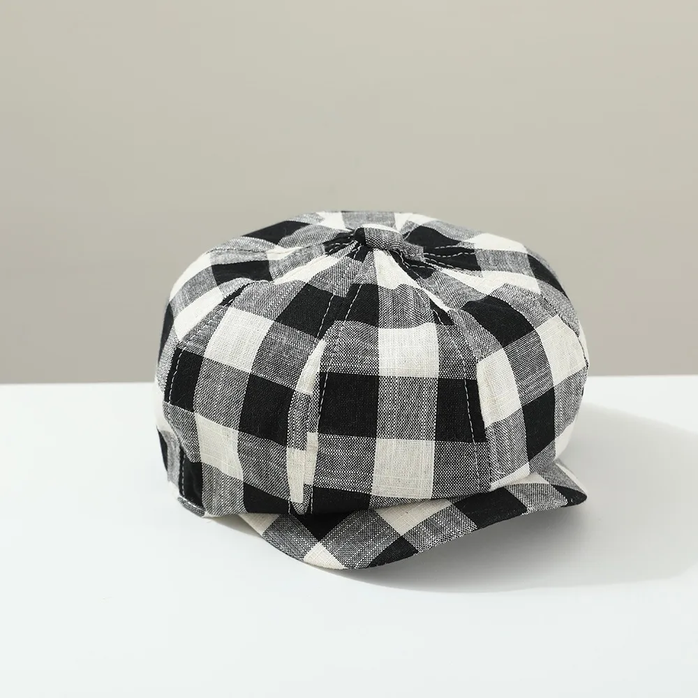 

Fashion Plaid Newsboy Cap Korean Retro Children's Beret Vintage Outdoor Peaked Caps Kids