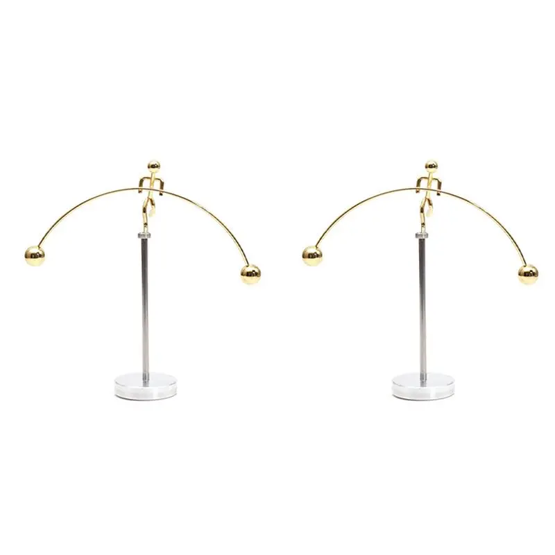 Ingenious-2X Steel Physics Kinetic Art Balance Balancing Decompressive Science Psychology Office For Desk Decor Gold