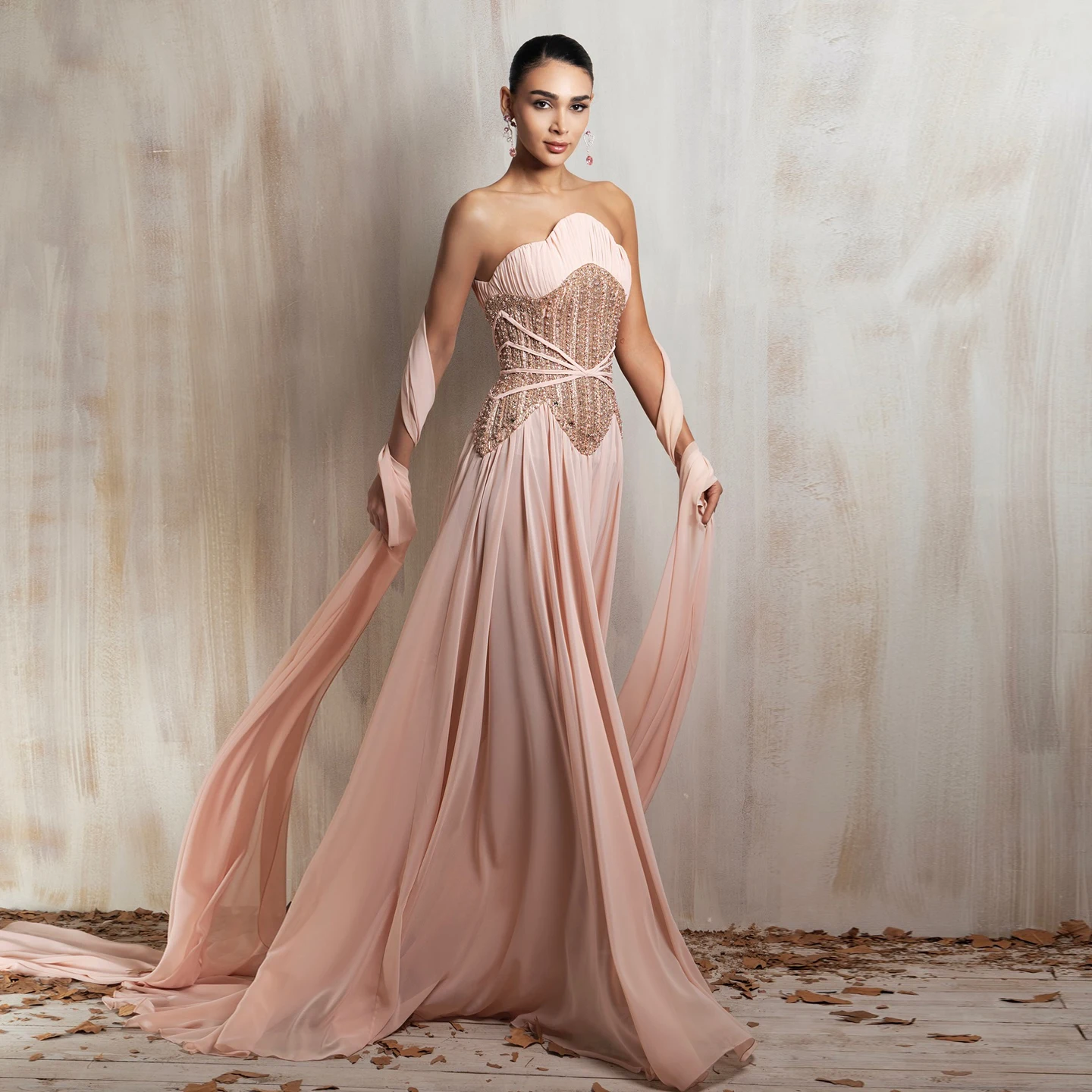 Sharon Said Elegant A Line Women's Formal Evening Gown with Cape Sleeve Beaded Pearls Saudi Dubai Party Gowns SS532 Customized