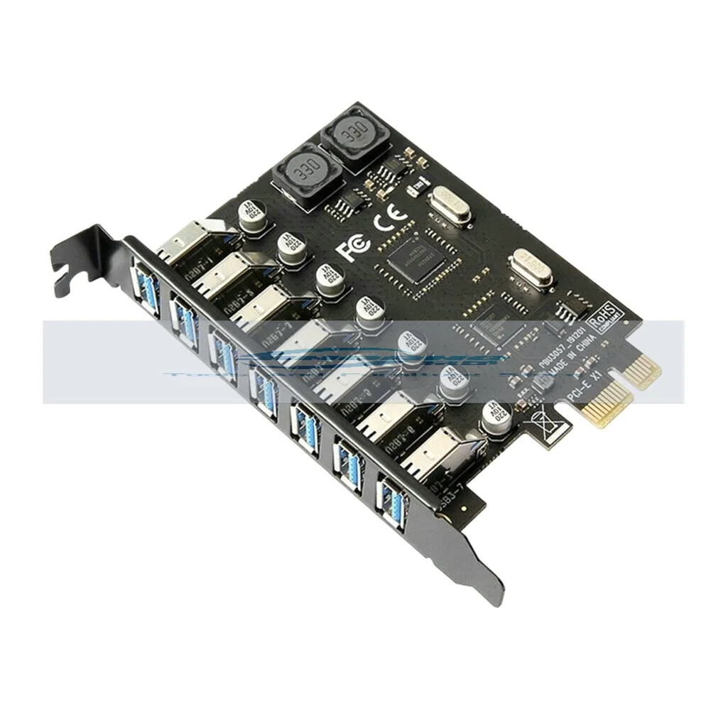 

Карта адаптера PCIE-USB3.0, 7-портовая карта расширения PCI-E для настольного компьютера, бесплатный внешний источник питания, чип NEC