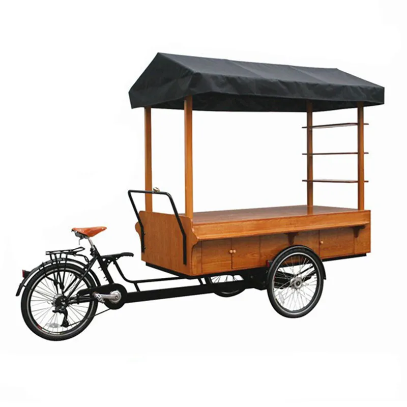 Electric Cargo Bike Adult Tricycle Bicycle Street Outdoor Beverage Coffee Van Food Beer Vending Cart For Sale Customizable