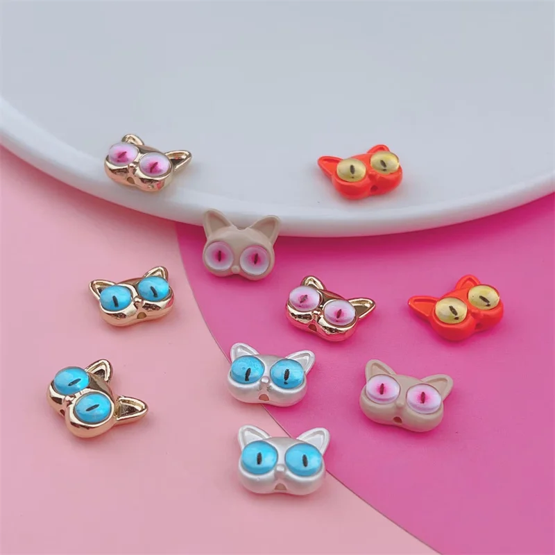 

Wholesale 30pcs/lot cartoon cats heads shape alloy straight hole beads diy jewelry earring/bracelet accessory