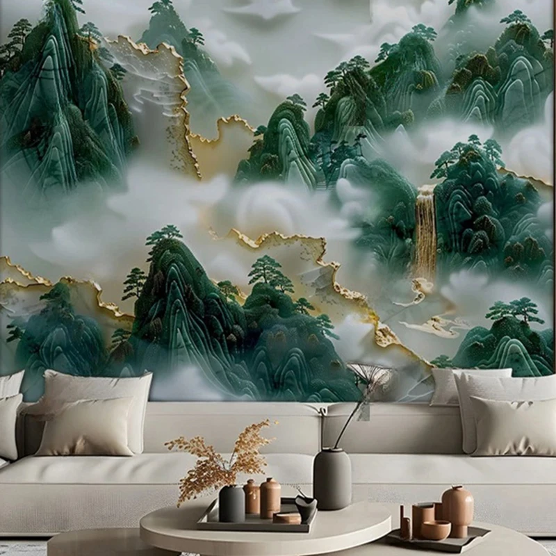 MU7811 Mural Wallpaper 3D Hand-painted Oil Painting Landscape Abstract Chinese Style Wall Painting Living Room Bedroom Home Deco