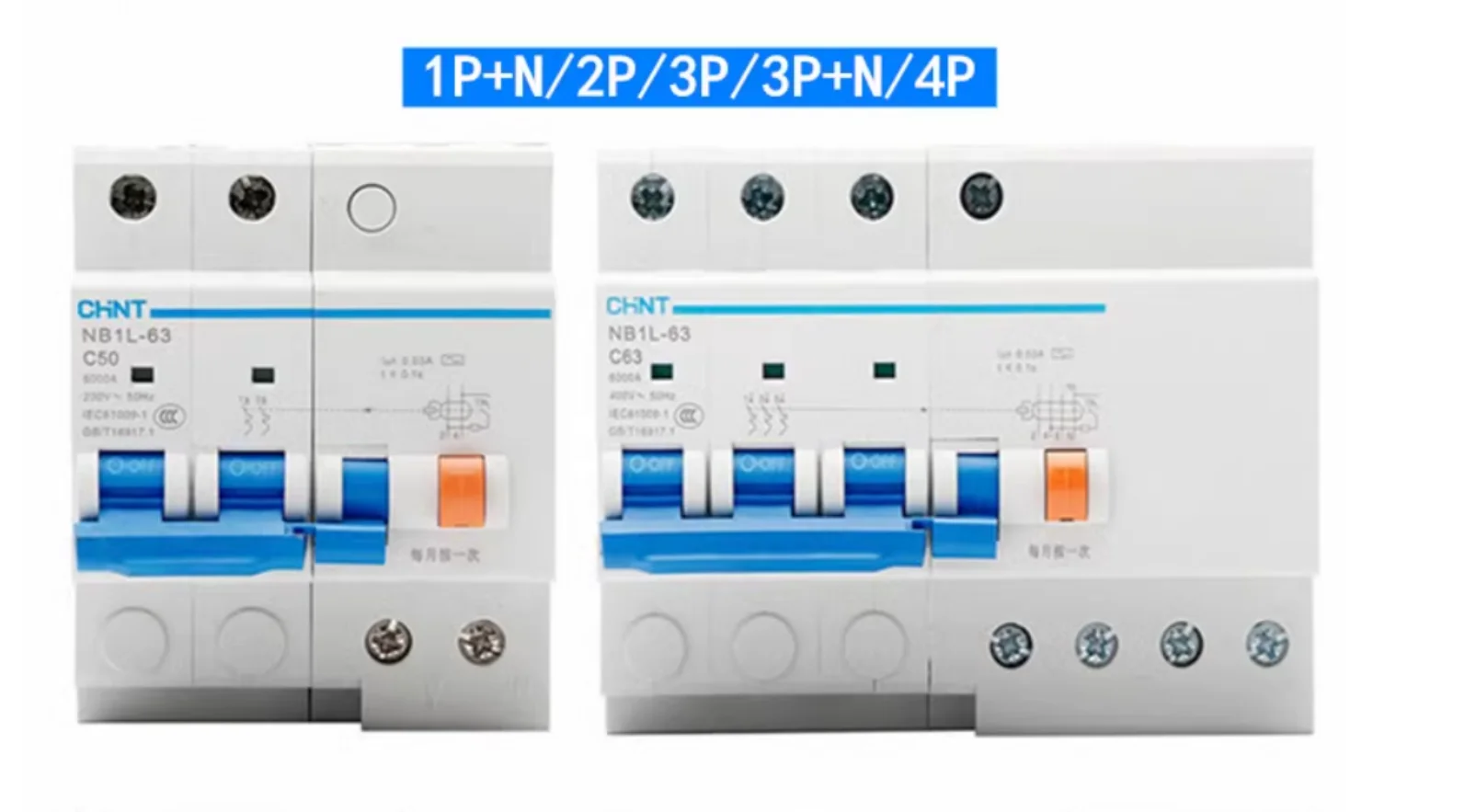 

Chint NB1L Series NB1L-63 Air-Switch Circuit Breaker Type C Brand