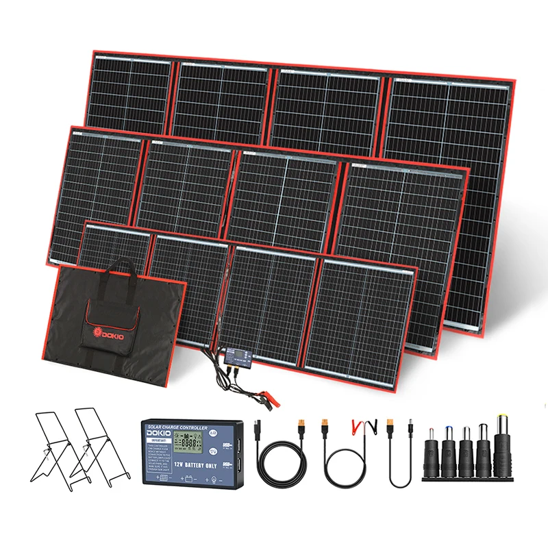Dokio 100W/160W/200W/300W Portable Foldable Solar Panel with 12V Controller & Bracket - Family Camping Power | Local Shipping