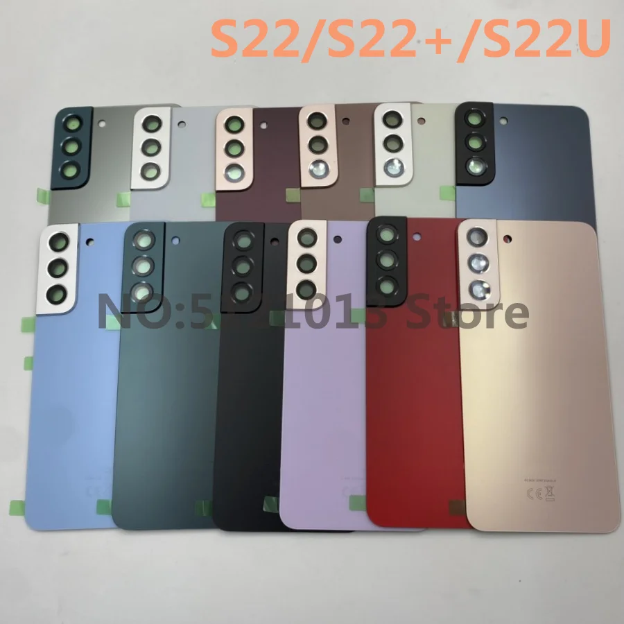 For Samsung Galaxy S22 S901 S22+ S906 S22 Ultra S908 Glass Back Battery Housing Cover Replacement + With Logo