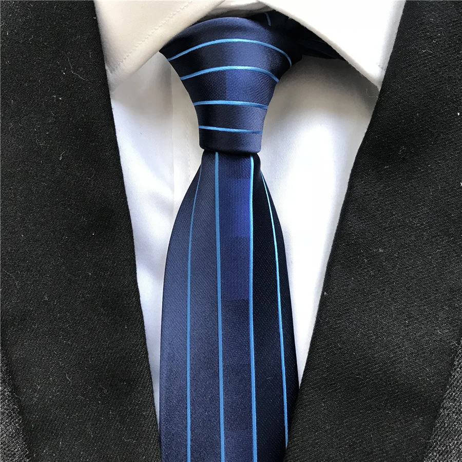 Men's Ties Designer Novelty Panel Neck Tie High Quality Jacquard Woven Neckties Fashion Blue Striped Ties Cravat