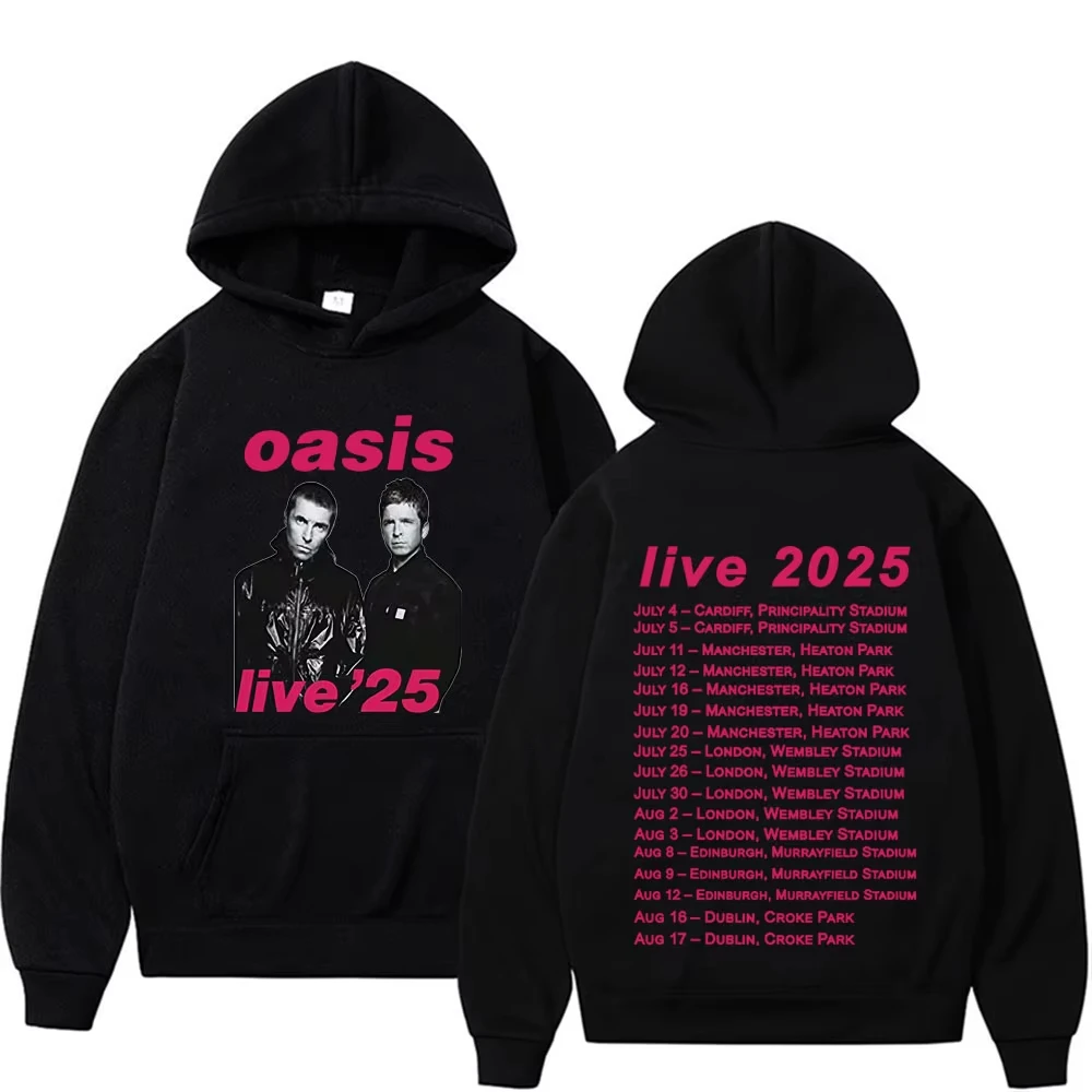 

Rock Band O-Oasis 2025 UK Concert Tour Double Sided Print Pullover Men's Harajuku Hip Hop Gothic Hoodies Comfort Sweatshirt Tops