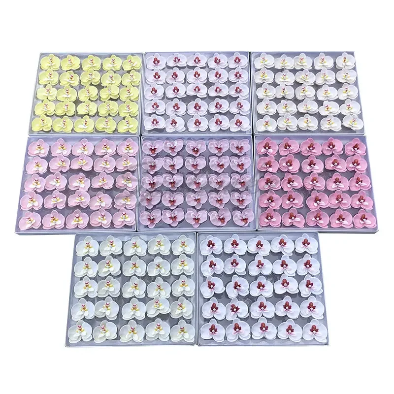 High QualityButterfly Orchid Head Phalaenopsis Artificial Flower Wedding Bouquet DIY Gift Box Party Home Decor Fragrant Flower