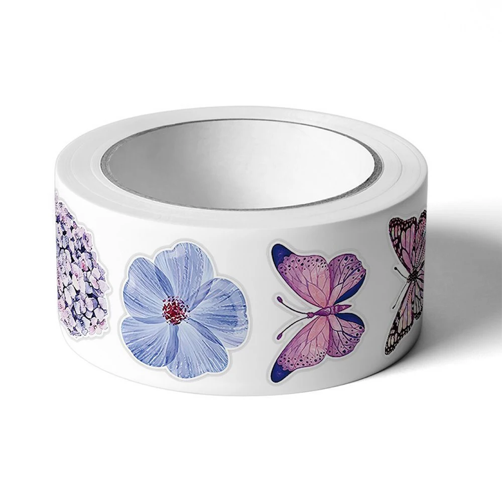 500 قطعة/لفة فراشة الزهور ملصقات ملصقات الجمالية الكرتون ختم تسميات ديكور القرطاسية مذكرات Kawaii الديكور الشارات #6