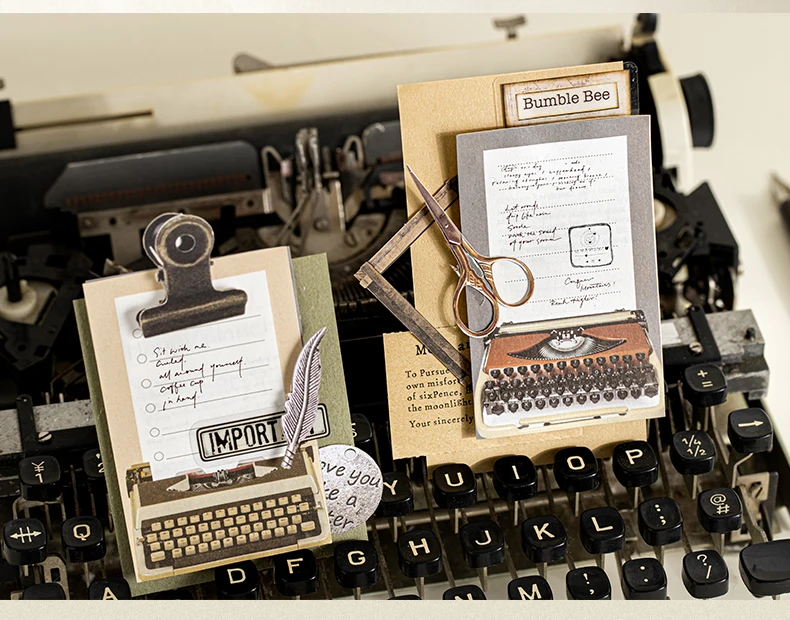 Journal GO 50 Seiten Vintage Schreibmaschinen-Design Notizbuch Retro Planer Terminplaner Notizblock Journaling-Material Papier – Detail 5