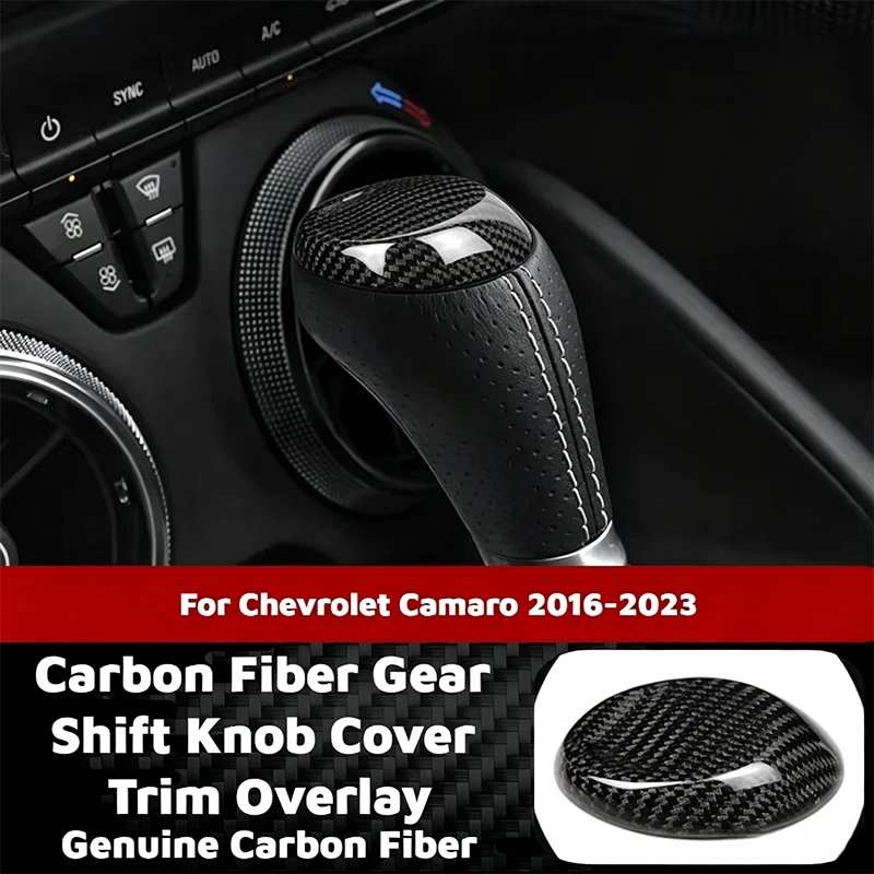 For Chevrolet Camaro ZL1 2016-2026 Center Console Gear Shift Knob Cover Carbon Fiber Interior Decor Accessories Stickers