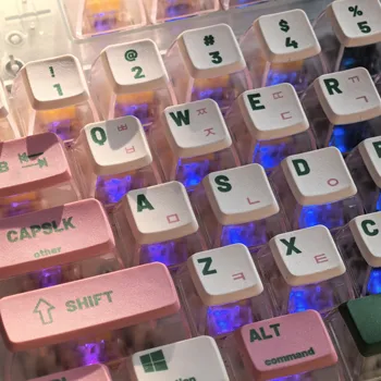 Pink Translucent Hangul Korean Keycap Pudding 116 Keys ASA PBT PC Small Fresh Color For Mechanical Keyboard KR/EN Spring Keycap