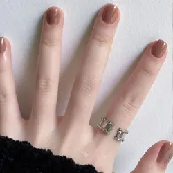 24pcs Short Round False Nails French Solid Color Full Cover Detachable French Nail Tips With jelly stickers DIY Nail Art