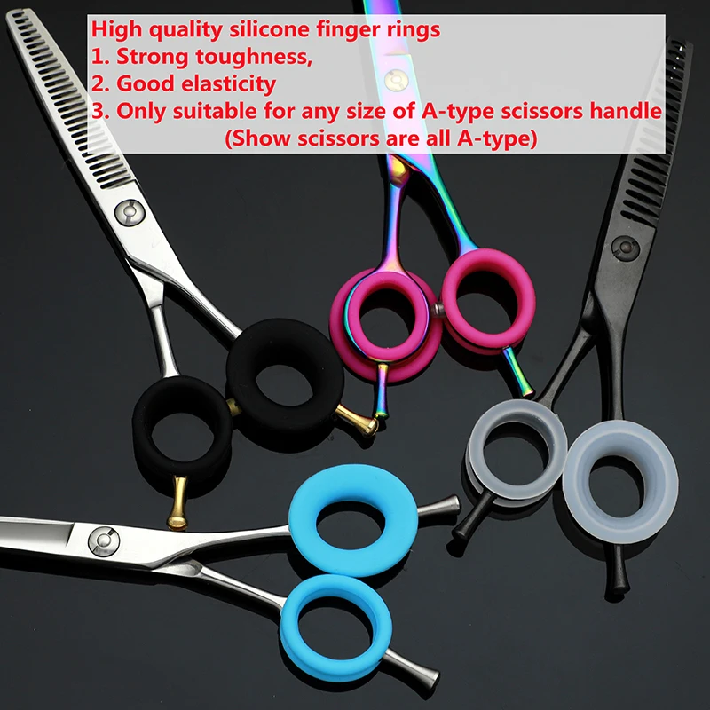 72/144/288pcs Mix Colors Silicone Finger Rings For A-TYPE Hairdressing Scissors accessories Haircutting Styling Tools