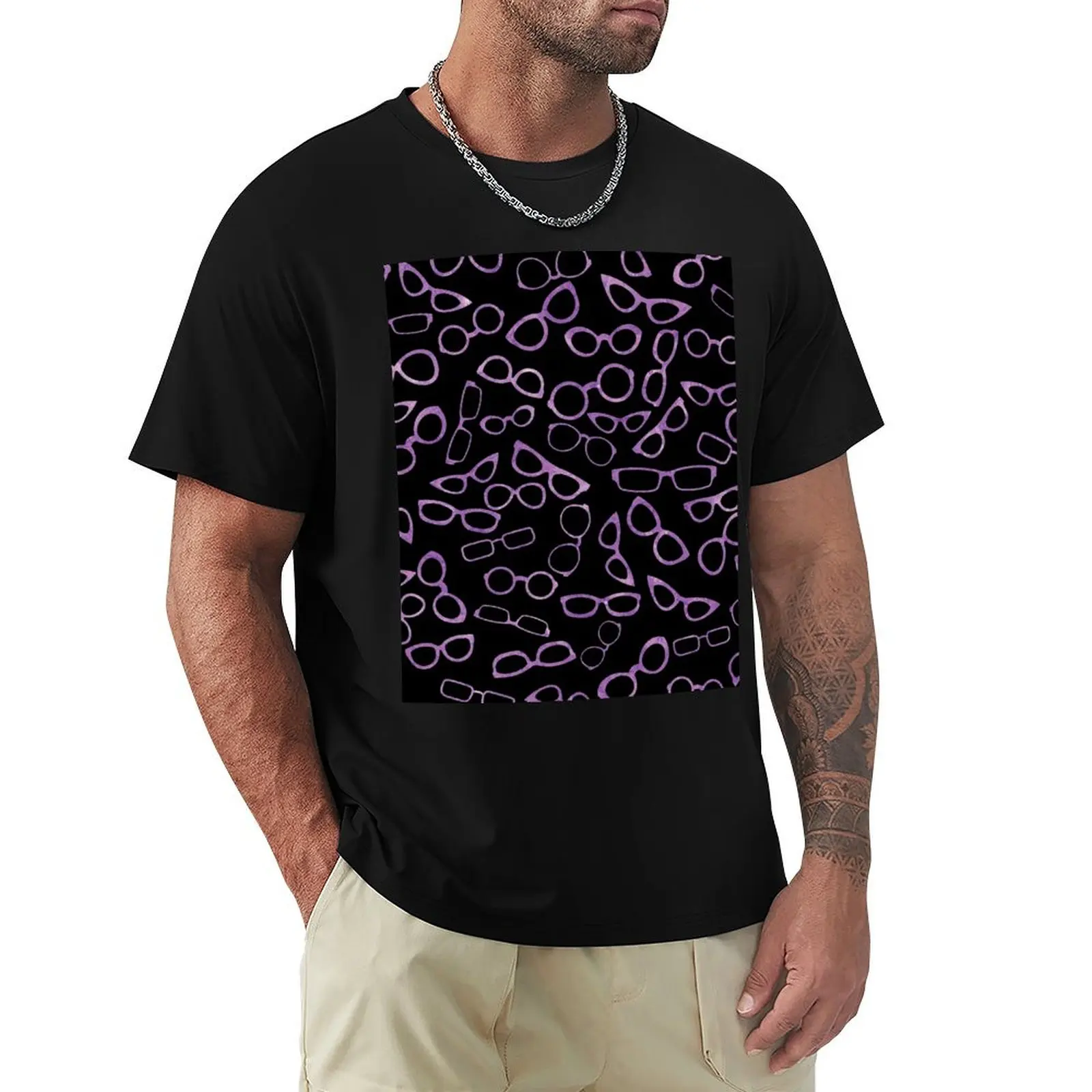 

Various Shaped Eyeglasses Pattern - Purple T-Shirt essential t shirt rapper graphic tees mens graphic t-shirts big and tall