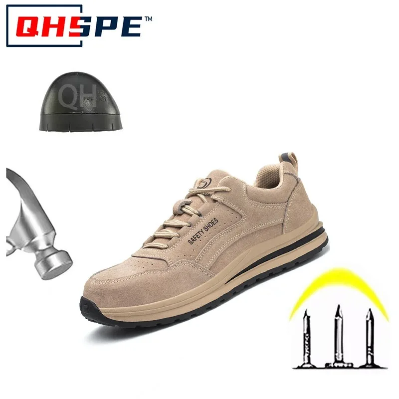Breathable Autumn Safety Shoes Steel Toe Anti Stab Anti Smash Work Sneakers Indestructible Protective Footwear for Men