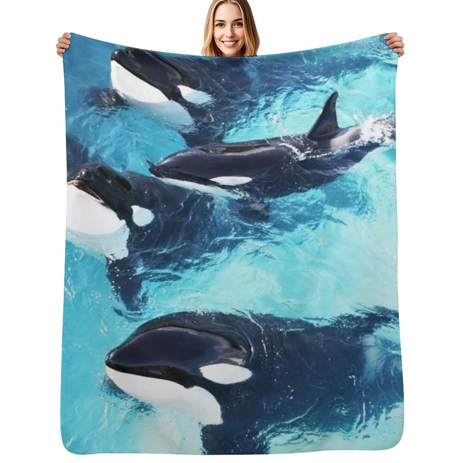 

Whale in Blue Ocean Throw Blanket Soft Plaid Blankets For Bed blankets ands Plush Blankets