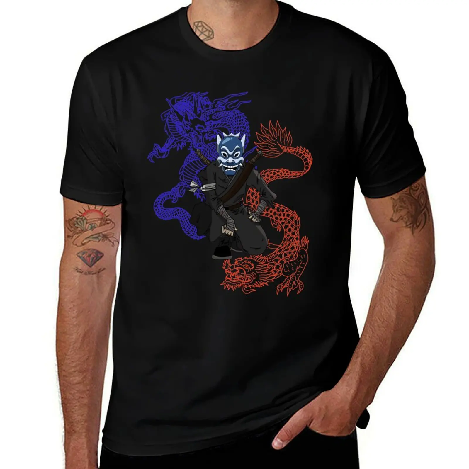 

zuko blue spirit with dragons T-Shirt designer shirts kawaii clothes Clothing Luxury man tshirts for men