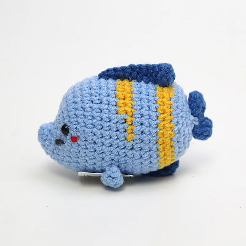 Handmade Knitted Fish Doll Desktop Ornament Home Room Decor Funny Emotional Support Positive Energy Turtle Doll With Card Gifts