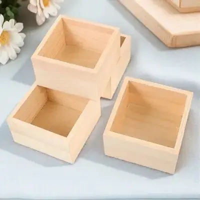 

4Pcs Wooden Boxes Lidless Tabletop Wood Organizer for Medicines Sundries and Gifts Storage Wooden Boxes for Crafts