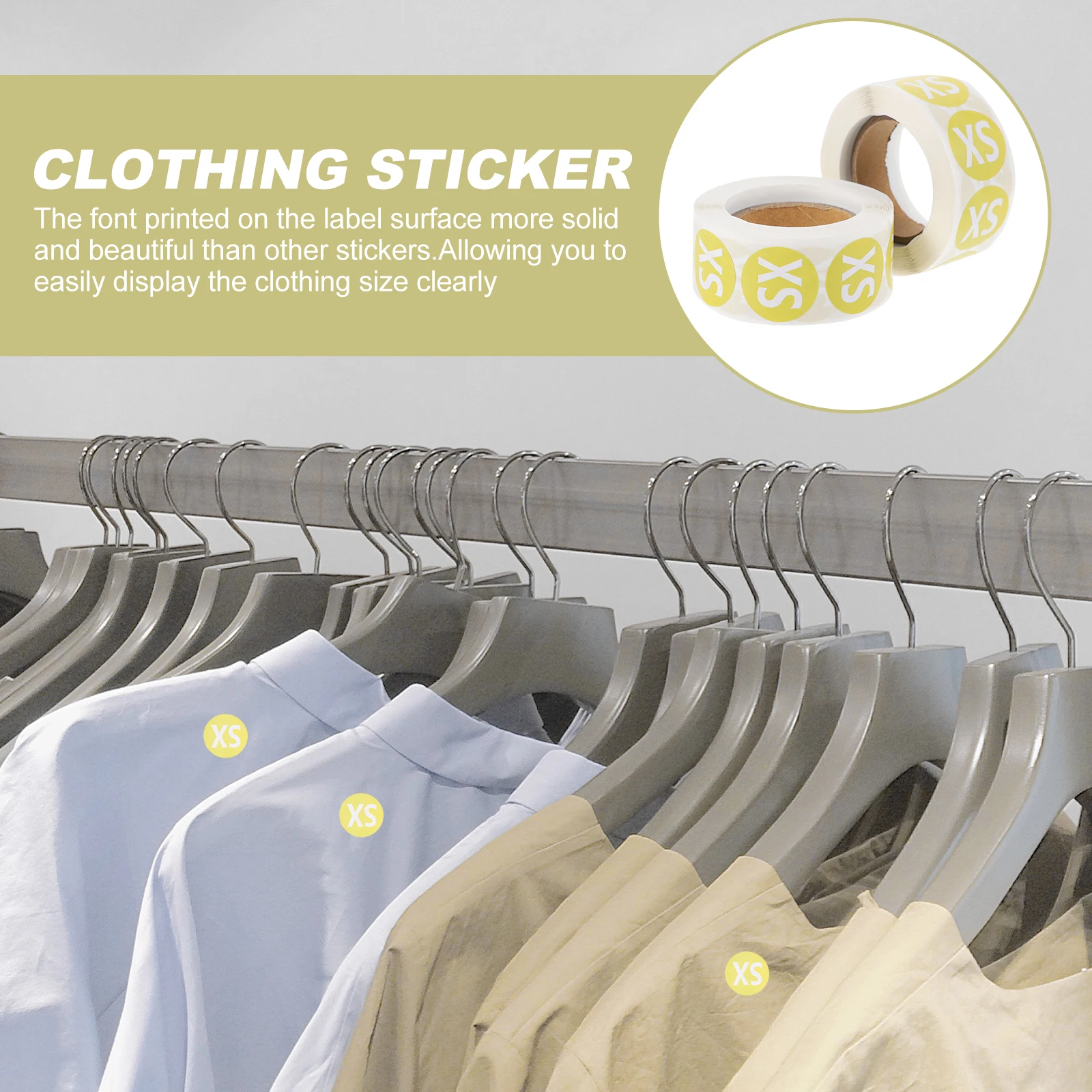 

2 Roll Clothing Size Self-Adhesive Stickers Round Labels Multi-Functional Stickers For T-Shirts Sweaters Coats Gloves