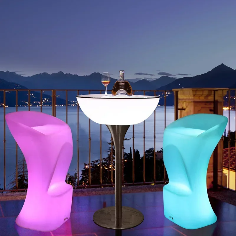 Luminous Bar Stool Bar Chair Backrest Creative Atmosphere High Stool Short Sofa KTV Stool