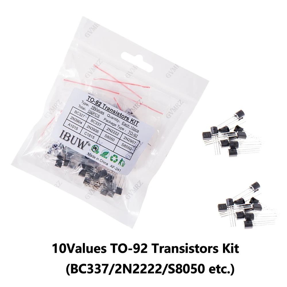 100PCS 10Values TO-92 Transistors Kit (BC337/2N2222/S8050 etc.) for Arduino DIY Electronic Project BC337 2N2222