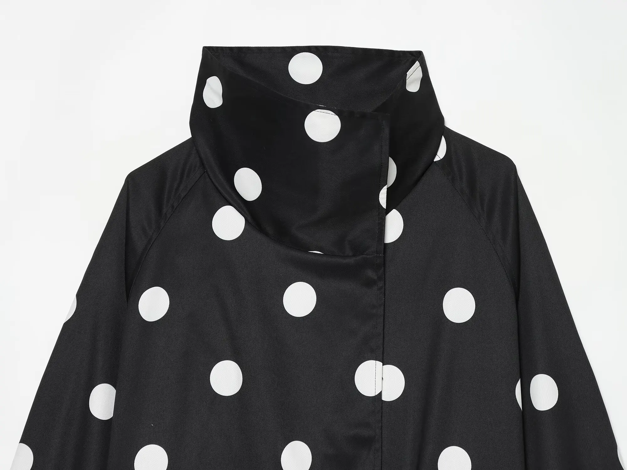 TFMLN Damen Vintage Polka Dots Bomberjacke mit Taschen, Stehkragen, modische kurze Jacke, Herbstjacke mit langen Ärmeln, Outfits – Detail 6