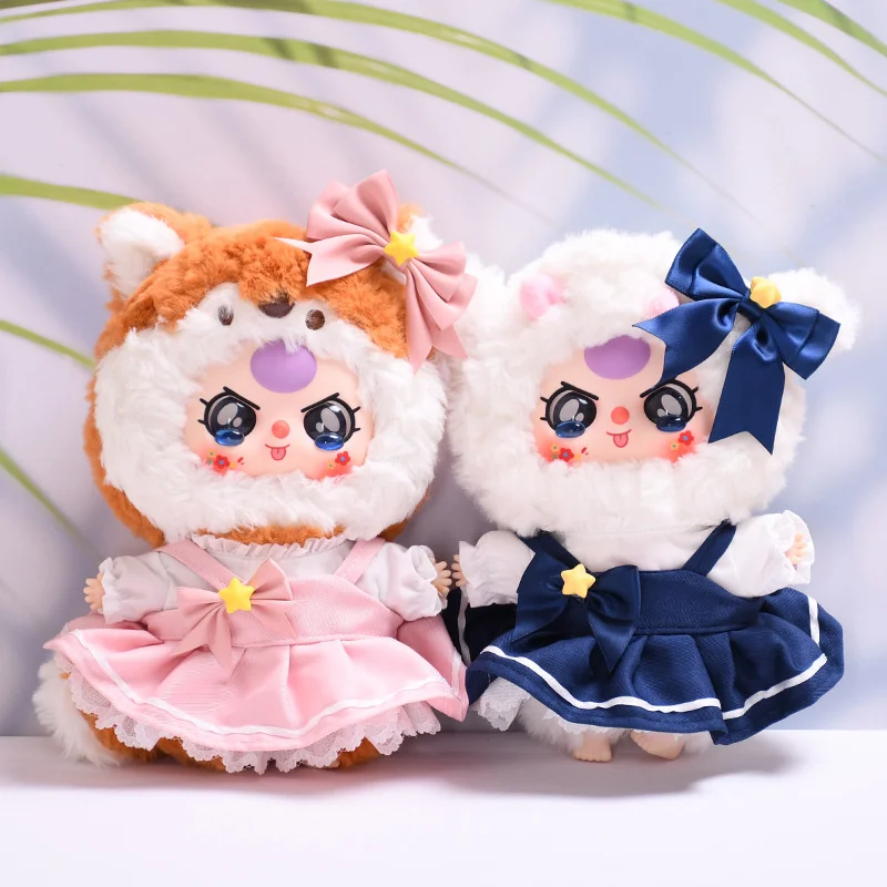 Doll Clothes For Baby Three 20cm Doll Officer Bunny Magic Cherry Dress + Bow Headpiece Set Clothes For Baby Three 20cm Dolls