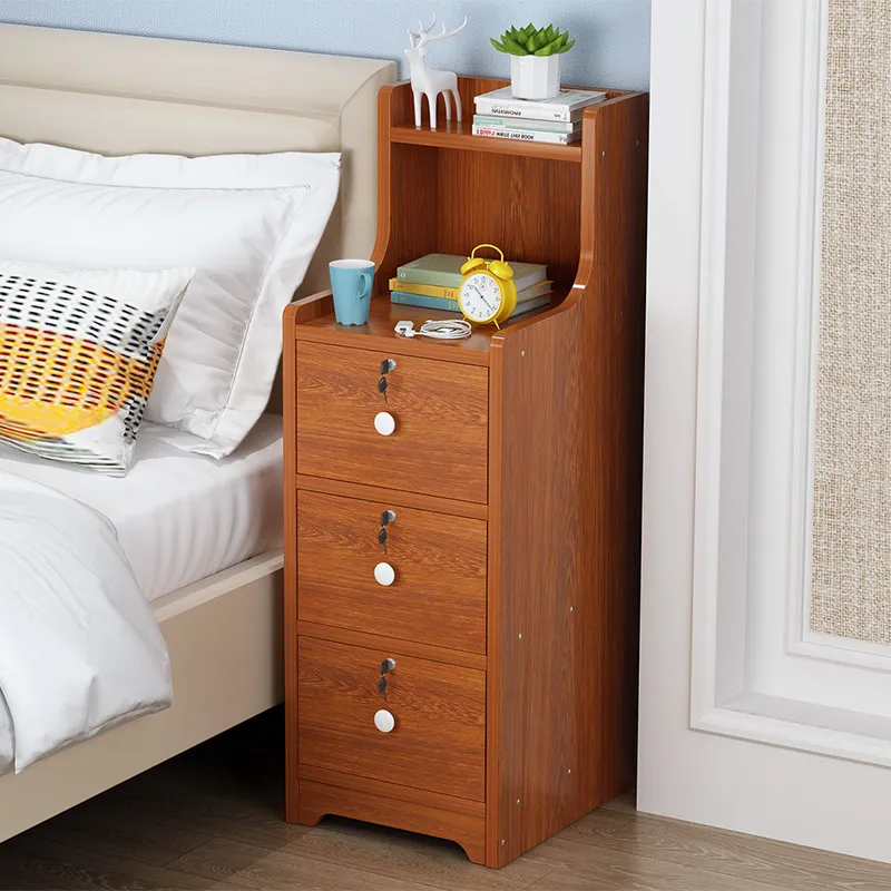 Super narrow bedside table 20/25 clip storage cabinet modern simple mini bedroom with lock bedside table small