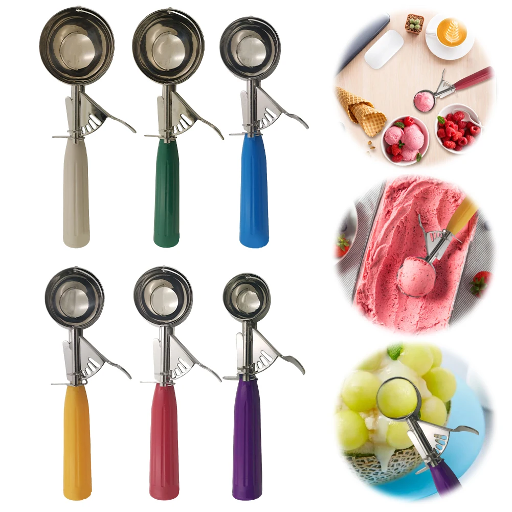 

Stainless Steel Ice Cream Ball Scoop Multipropose Ice Cream Scoop with Trigger Ice Cream Spoon for Cookie Ice Cream